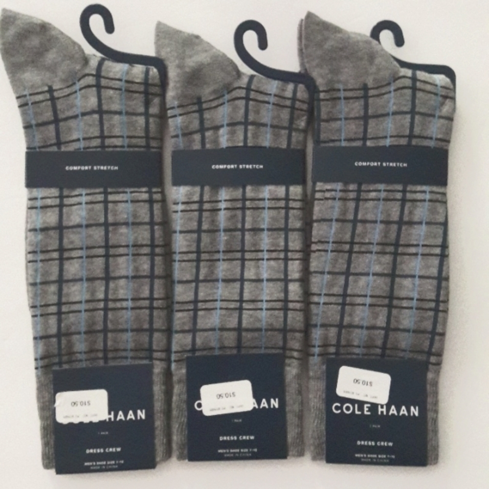 NWT "Cole Haan"  Men's Dress Crew Socks (Set of 3) Shoe Size 7-12